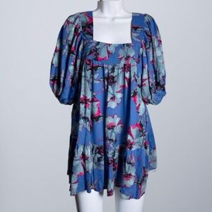 Band of the Free Lapis Blue Slate Soria Tropical Floral Dress NWT Size S